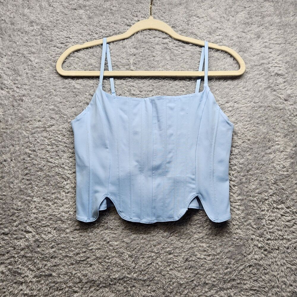 Reoria Womens Baby Blue Corset XL Coquette Stretch Solid